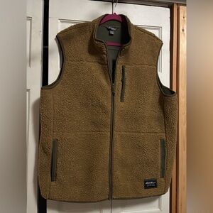 Eddie Bauer Men's Tan Faux Shearling Fleece Vest